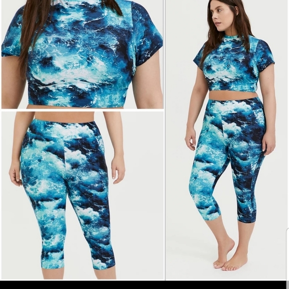 torrid Other - Torrid BLUE OCEAN RASH GUARD LEGGING SWIMSUIT NWT